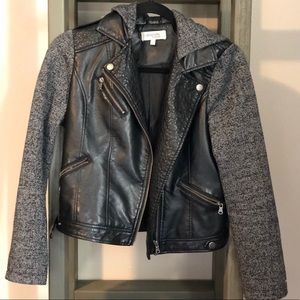 Gray & Black Faux Leather Jacket Charlotte Russe